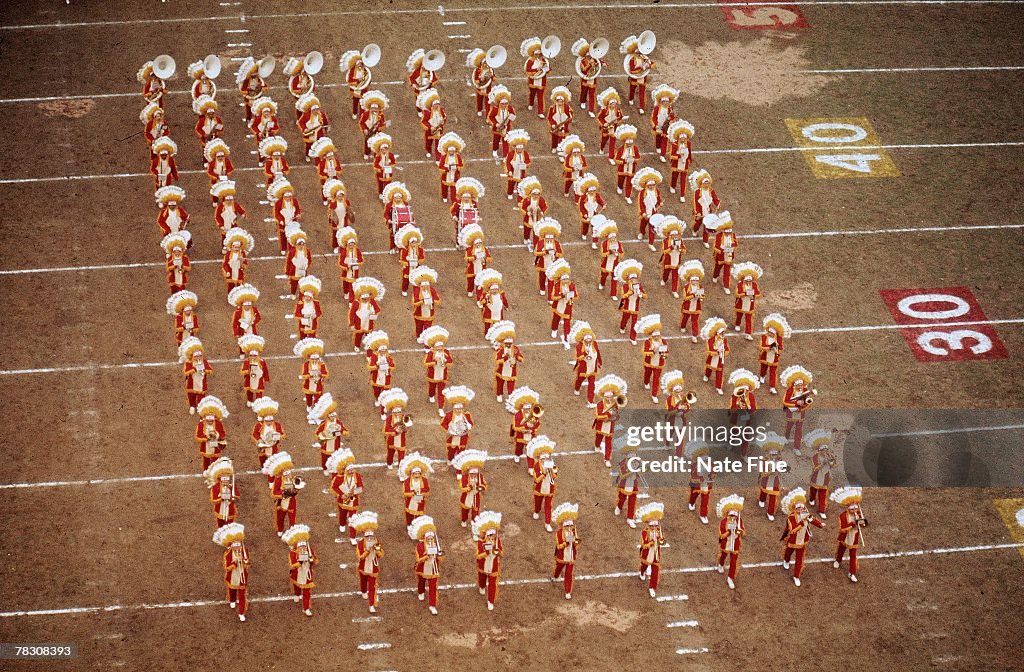 The Washington Redskins band performs at halftime against the Green