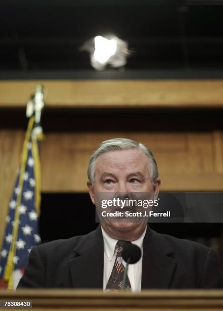 House Energy ranking member Joe L. Barton, R-Texas, during a news conference on the energy bill. The House brushed aside a new White House veto...