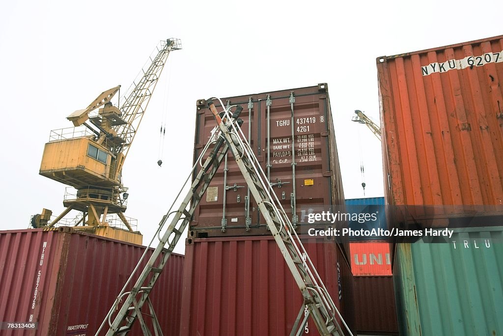 Container Stack Ladder Ladder Next To Cargo Containers High-Res Stock Photo - Getty Images