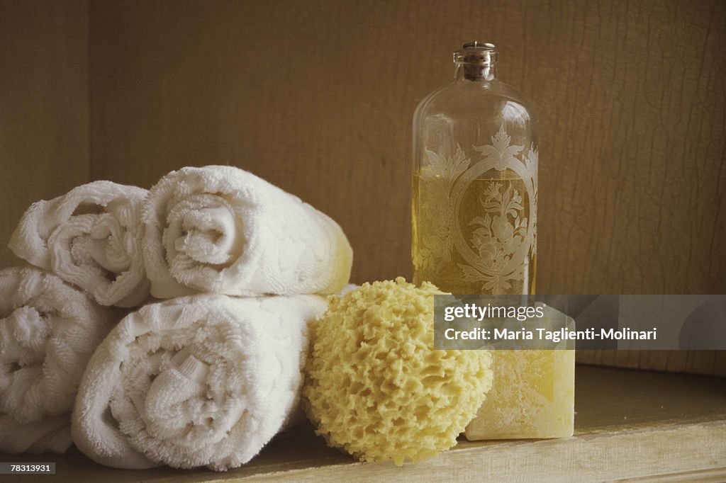 Towels and bath oil
