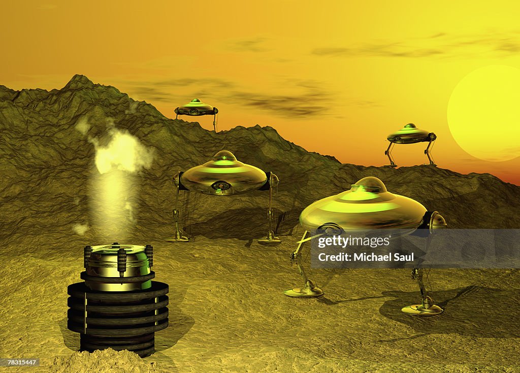 Robots exploring barren planet