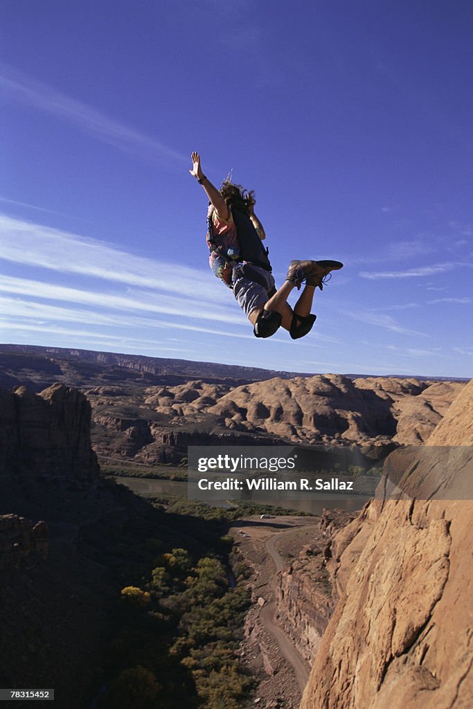 Base jumper in midair