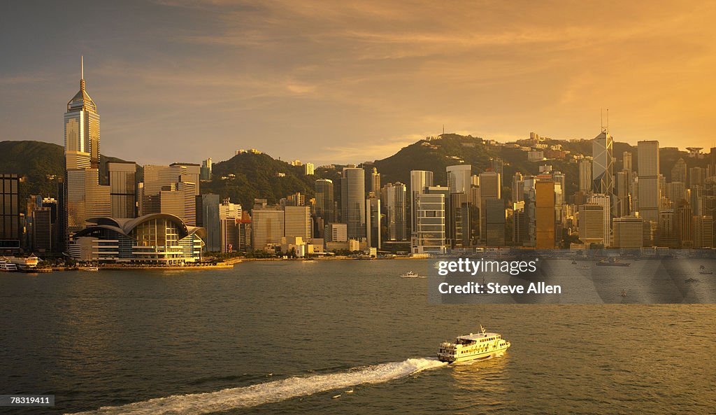 Hong Kong skyline and Victoria Harbour at dusk
