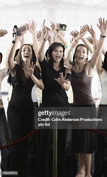 starstruck fans at red carpet - groupie stockfoto's en -beelden