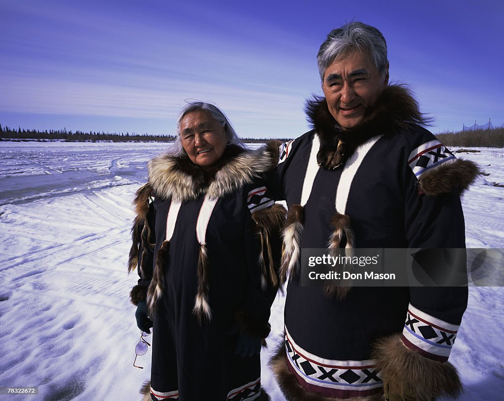 Eskimos in traditional clothing