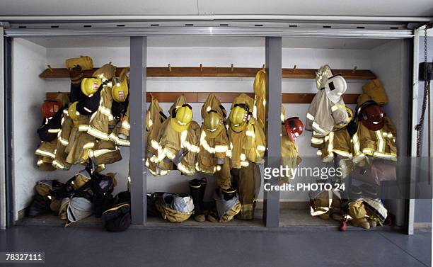 fire fighting equipment - firefighter boot stock pictures, royalty-free photos & images
