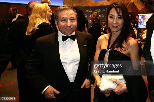 In this handout image provided by FIA, Jean Todt and wife Michelle Todt enjoy the VIP reception at the 2007 FIA Gala Prize Giving Ceremony held at...