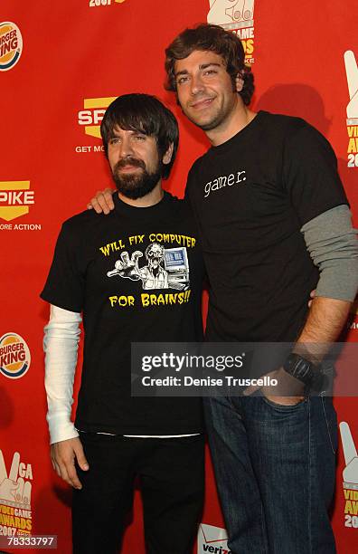 Actors Joshua Gomez and Zachary Levi arrive at Spike TV's 2007 Video Game Awards at the Mandalay Bay Events Center on December 7, 2007 in Las Vegas,...