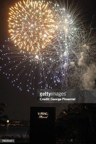 Firework celebrations at the Versace & Chopard Party at The 4th Annual Bahamas International Film Festival held at the Ocean Club Resort on December...