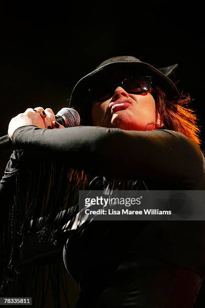 Chrissy Amphlett of the band the Divinyls performs on stage at Homebake, an annual Australian music festival held in the Domain on December 8, 2007...