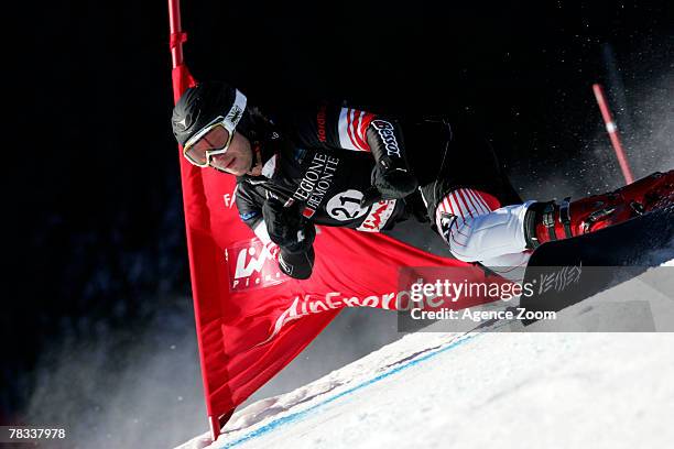 Manuel Veith of Austria takes 1st place during the FIS Snowboard World Cup Men's Parallel GS on December 08, 2007 in Limone Piemonte, Italy.