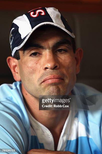 Jose Albero Clavero looks on during the weigh in for his WBA Super Middleweight title fight with Anthony Mundine at the Boxa Bar on December 9, 2007...