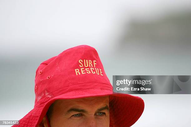 Mark Travers, a volunteer lifesaver, keeps watch over the beach at Bondi Beach on December 8, 2007 in Sydney, Australia. The Bondi Surf Bathers' Life...