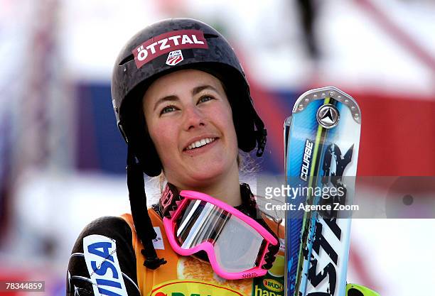 Resi Stiegler of USA takes 10th place during the Alpine FIS Ski World Cup Women's Slalom on December 09, 2007 in Aspen, Colorado.