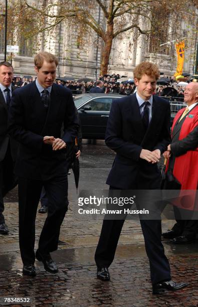 Prince William and Prince Harry arrive for a service of celebration for the Diamond Wedding Anniversary of The Queen and Prince Philip at Westminster...