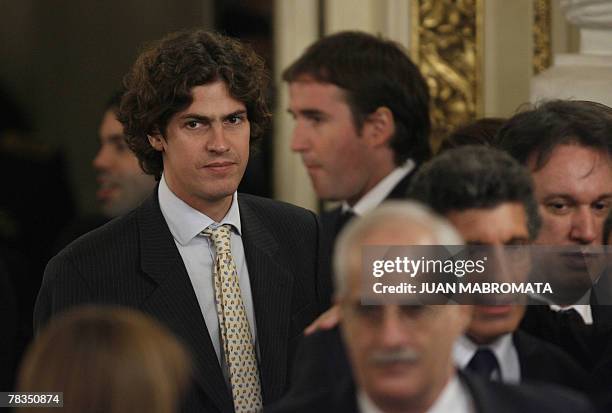 Argentina's designated Economy minister Martin Lousteau arrives at the launching ceremony of the Bank of the South at the presidential palace in...