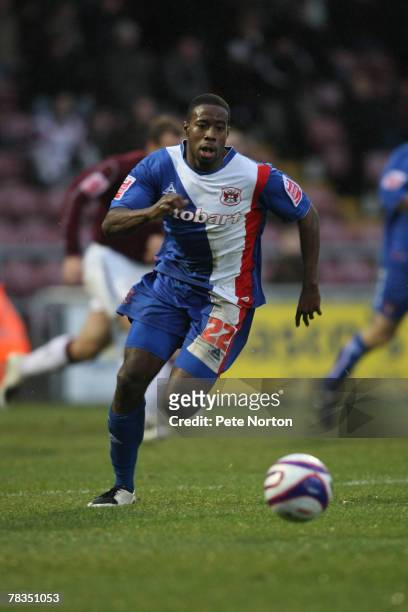Joe Anyinsah of Carlisle United in action during the Coca Cola League One Match between Northampton Town and Carlisle United at Sixfields Stadium on...