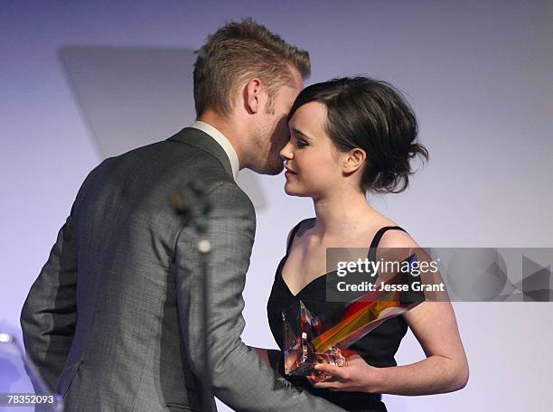 Actor Ben Foster and actress Ellen Page on stage at the 7th annual Hollywood Life Breakthrough of the Year Awards at the Music Box at the Fonda on...