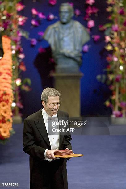 The 2007 Nobel Prize Winner in economics, Eric Maskin of US, is pictured after receiving his medal from the Swedish King Carl XVI Gustaf in the...