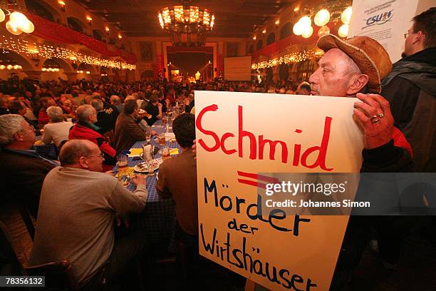 Convinced cigarette smokers attend a smokers protest rally at Loewenbraeu Keller beer hall on December 10, 2007 in Munich, Germany. A coalition of...