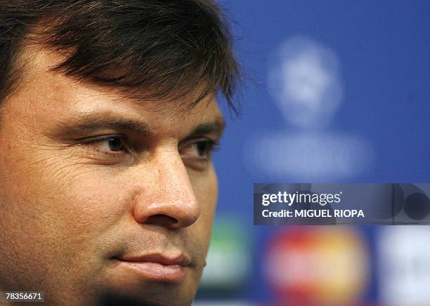 Besiktas's coach Ertugrul Saglam gives a press conference before the team training session at the Dragao stadium in Porto, 10 December 2007, ahead of...