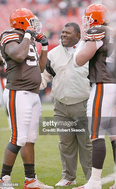 Cleveland Browns coach Romeo Crennell watches his players before a game against the Tennessee Titans at Cleveland Browns Stadium in Cleveland Ohio on...