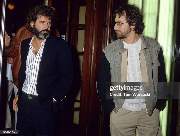 George Lucas and Steven Spielberg at Langan's Brasserie