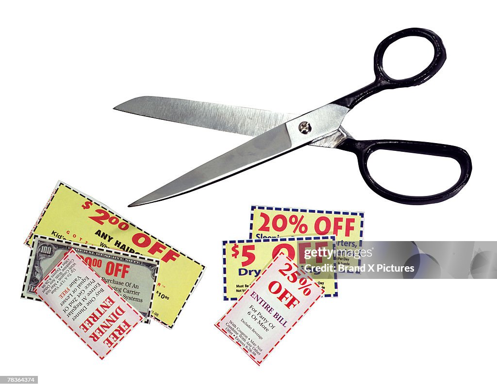 Coupons and scissors