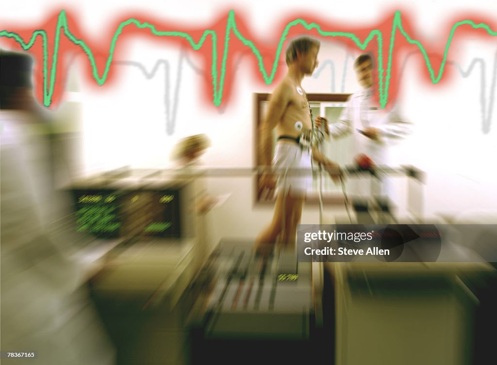 Man getting cardiology exam