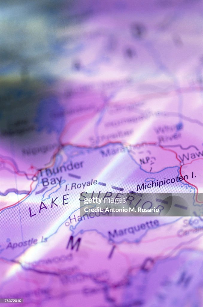 Lake superior on map