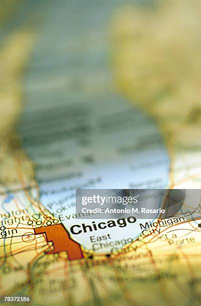 chicago on map - country geographic area stock pictures, royalty-free photos & images