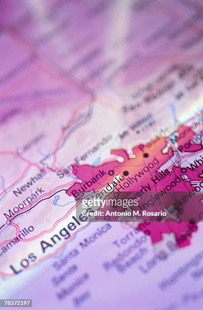 los angeles on map - country geographic area stock pictures, royalty-free photos & images