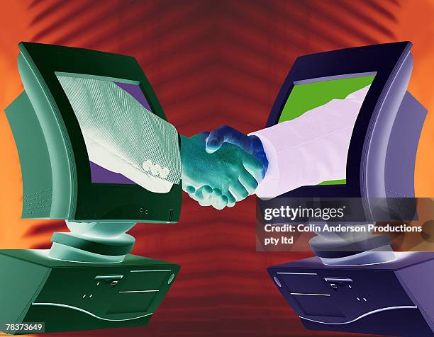 Computer Person Handshake 426 Even Email Stock Photos, High-Res Pictures, and Images - Getty Images
