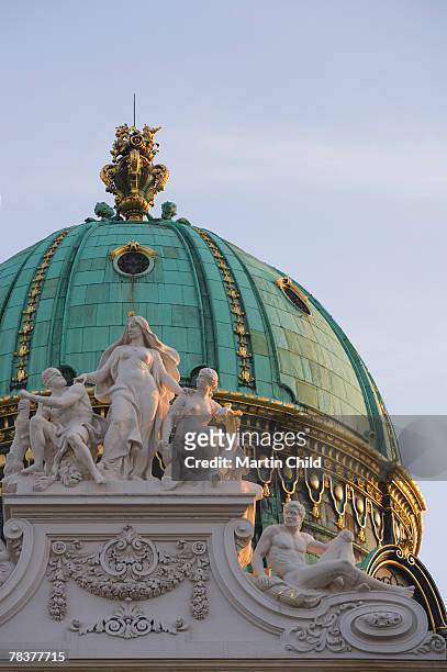 dome of the michaelertrakt, hofburg palace complex, vienna, austria - alte burg stock pictures, royalty-free photos & images