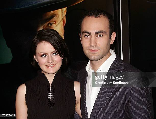Khalid Abdalla and guest arrives at the "There Will Be Blood" Premiere at the Ziegfeld theater on December 10, 2007 in New York City.