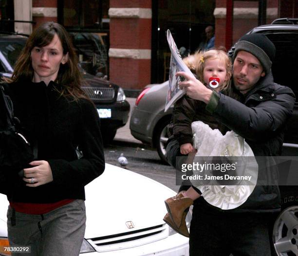 Ben Affleck, wife Jennifer Garner and daughter Violet Affleck sighting on December 10, 2007 in New York City.