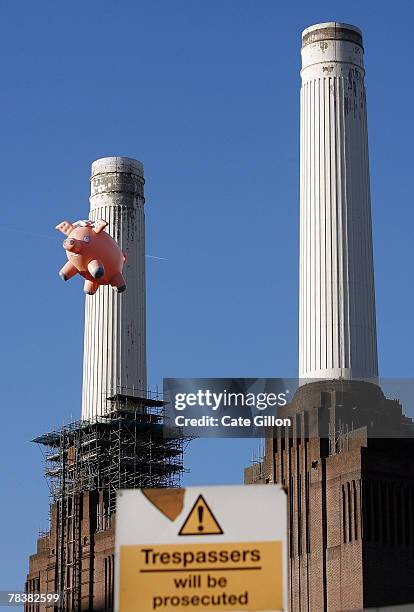 Spider Pig, a character from the Simpsons Movie floats above Battersea Power Station on December 11, 2007 in London. Just like the inflatable pig...