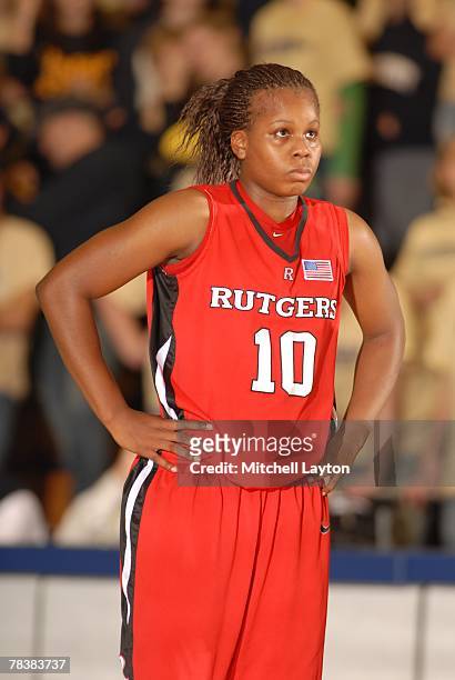 Epiphanny Prince of the Rutgers Scarlet Knights during a game against the George Washington Colonials at Smith Center on November 18, 2007 in...