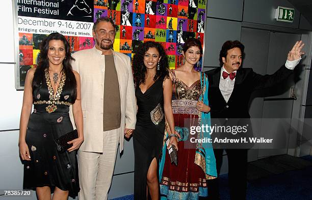 Actors Pooja Bedi, Kabir Bedi, Parveen Dusanj, Pooja Batra and director Akbar Khan attend the premiere of the movie 'Taj Mahal' during day three of...