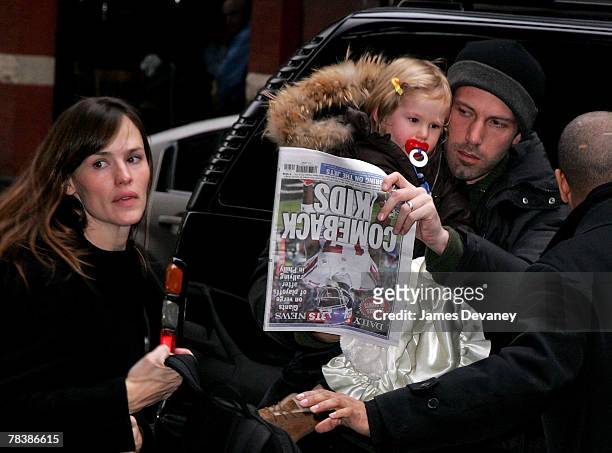 Jennifer Garner, Violet Affleck and Ben Affleck sighting in New York City on December 10, 2007.