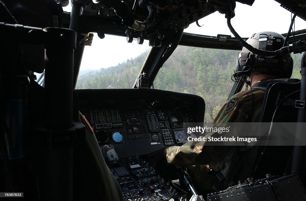 Co-pilot aboard a UH-60 Black Hawk helicopter.