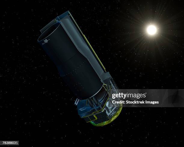 spitzer space telescope - shielding sun stock illustrations