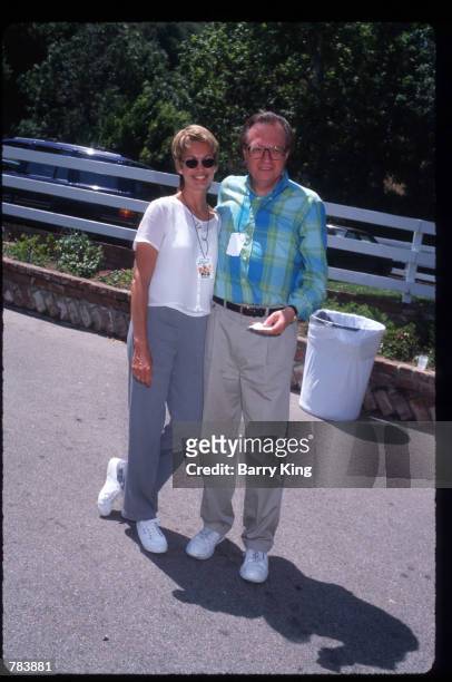 Talk show host Larry King poses with Cyndy Garvey at the Pediatric AIDS Foundation Fundaiser June 9, 1996 in Los Angeles, CA. The Pediatric AIDS...