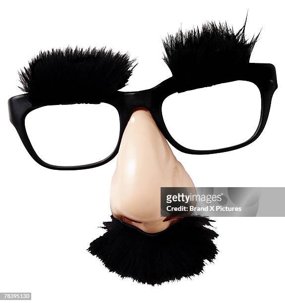 costume glasses with hairy eyebrows and mustache - bushy stock pictures, royalty-free photos & images