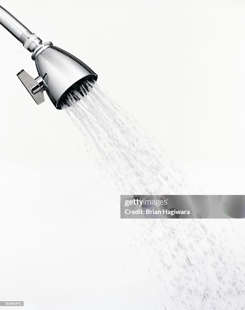 Shower with flowing water