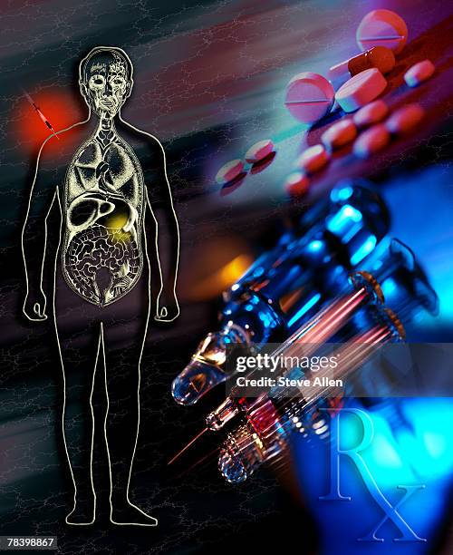 syringes and pills - nausea stock illustrations