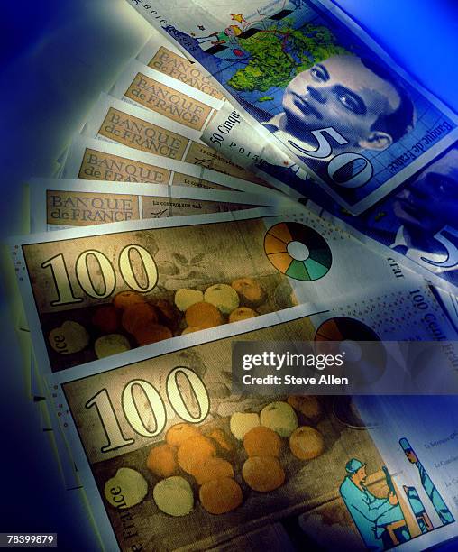 french francs - fifty french franc note stock pictures, royalty-free photos & images