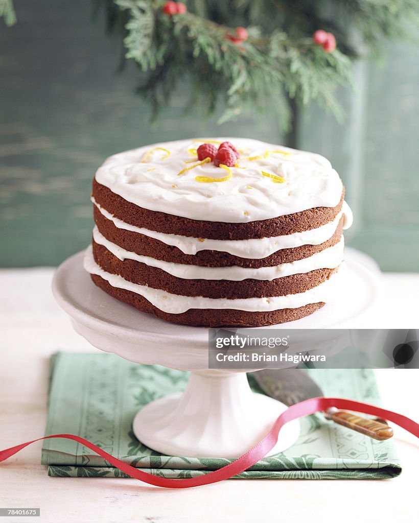 Chocolate layer cake with whipped cream frosting