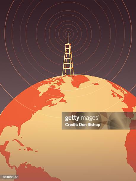 worldwide broadcasting - satellite view stock-grafiken, -clipart, -cartoons und -symbole