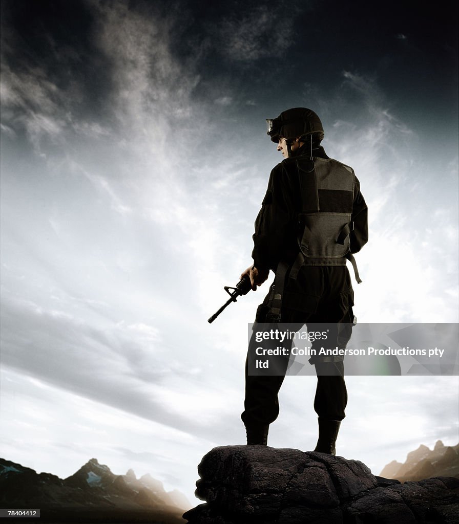 Soldier on a vantage point